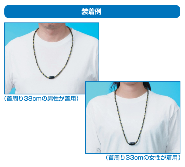 静電気除去ネックレス「ガーディアンパワーネック」装着例